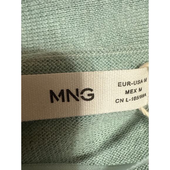 NEW MNG Mango Blue Long Sleeve Knit V Neck Button Up Cardigan Sweater Top Size M - Picture 3 of 5